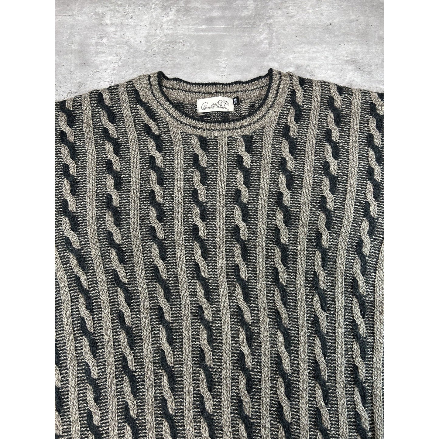 Vintage 90s Arnold Palmer Earth Tone Cable Knit Style Sweater Size Medium