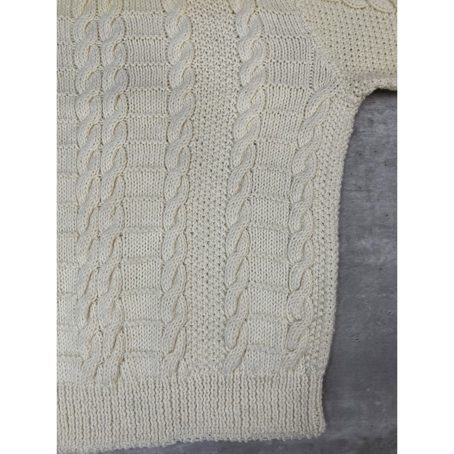 Vintage 90s Cable Knit Pullover Sweater Size XL Beige