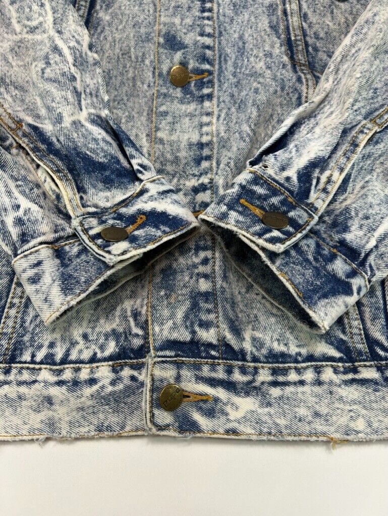 Vintage 90s Pepe Jeans Acid Wash Denim Trucker Jacket Size Large Blue