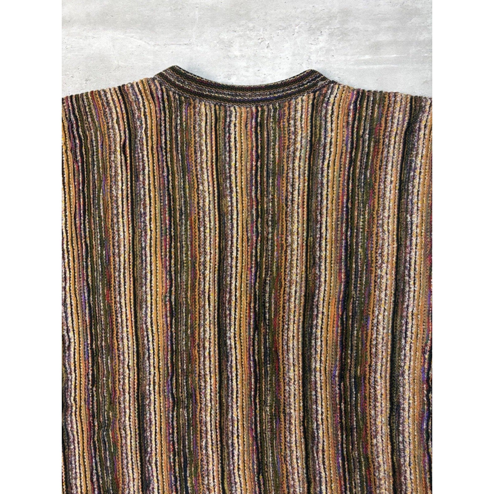 Vintage 90s Tundra 3D Knit Earth Tone Pullover Ribbed Sweater Size Large