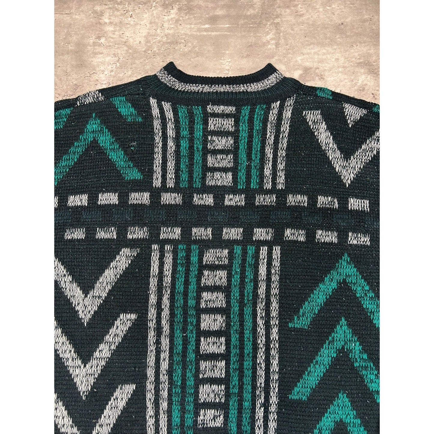 Vintage 90s Abstract Pattern Print Pullover Knit Sweater Size Large