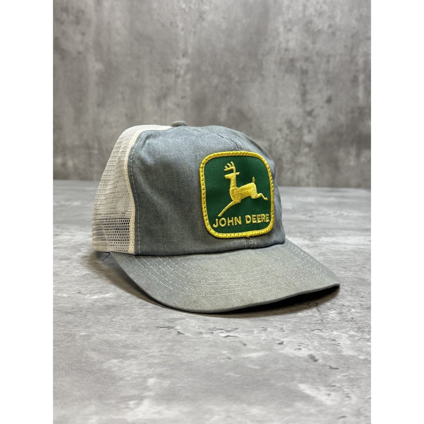 Vintage 80s John Deere Tractors Embroidered Patch Trucker Snapback Hat OSFA