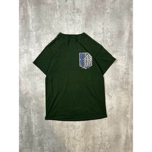 Attack On Titan Survey Corps Anime Promo Graphic T-Shirt Size Medium Green