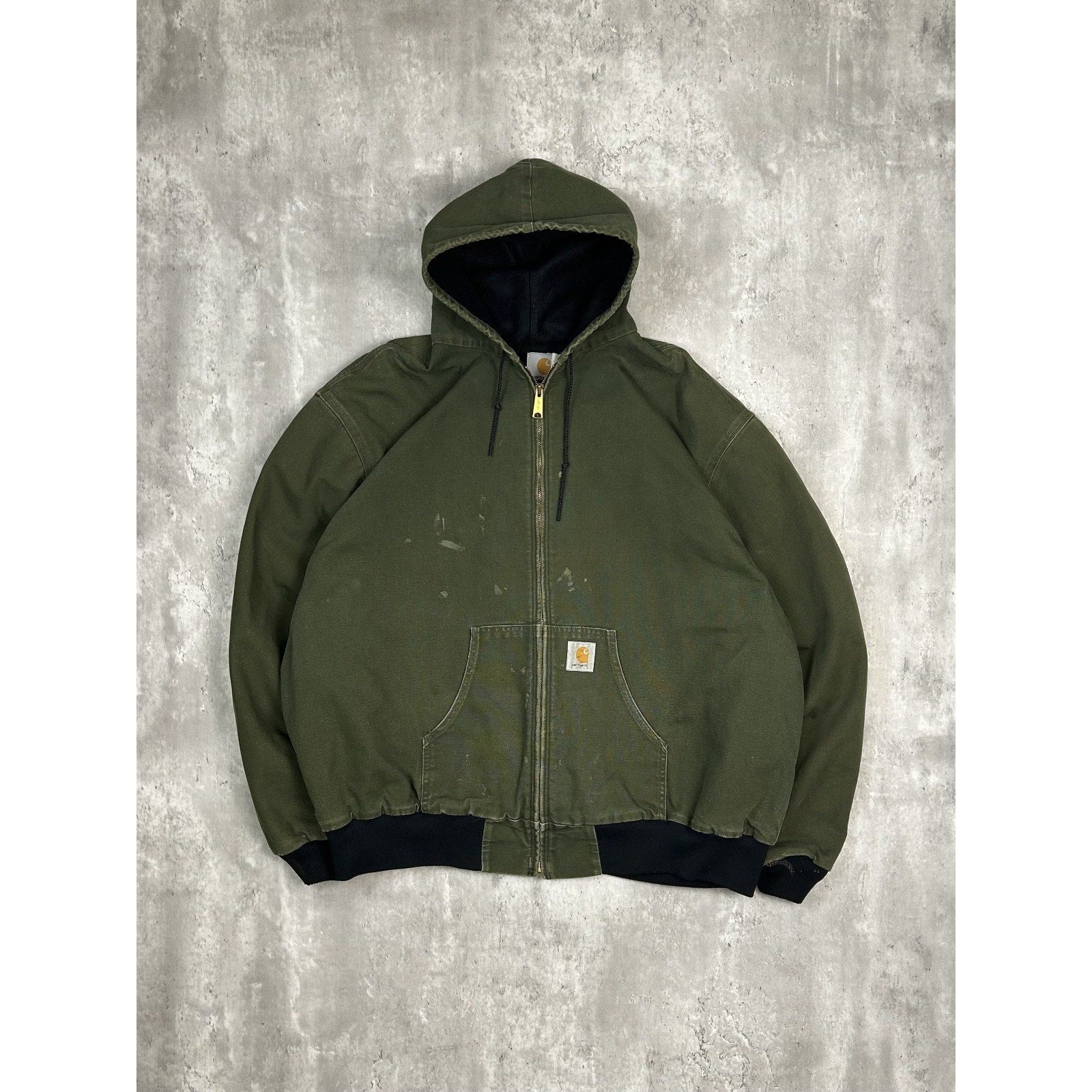 Vintage Carhartt Thermal Lined Canvas Workwear Hooded Active Jacket Size 4XL