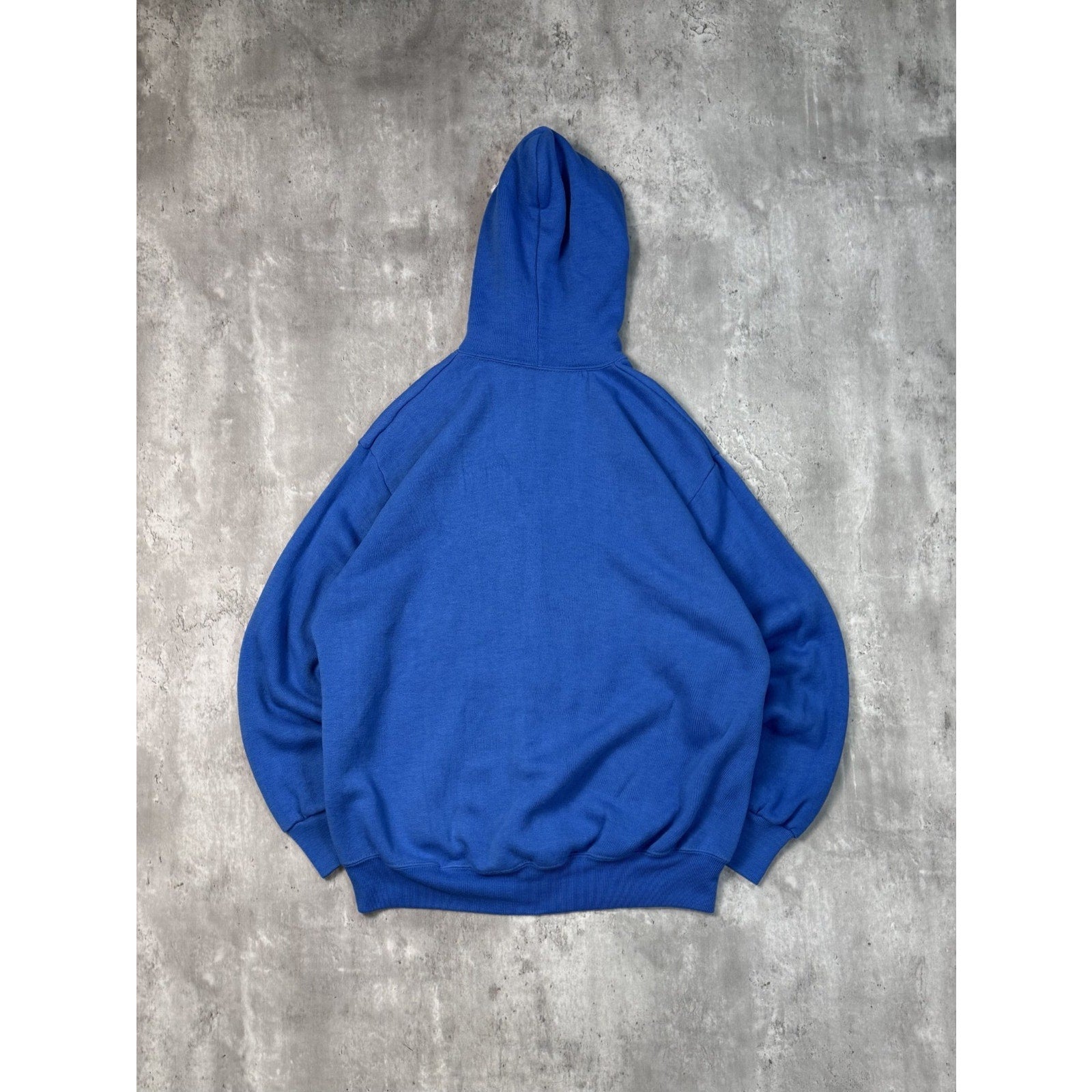 Vintage 80s Full Zip Hooded Blank Blue Sweatshirt Size Large