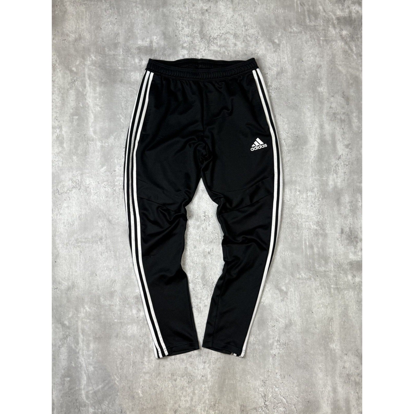 Vintage Adidas Three Stripes Embroidered Nylon Track Pants Size Medium Black