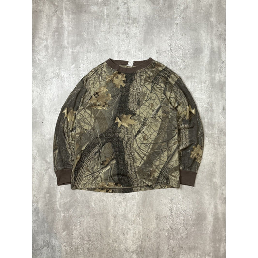Vintage 80s/90s Ranger Tree Camo Hunting Long Sleeve T-Shirt Size Medium