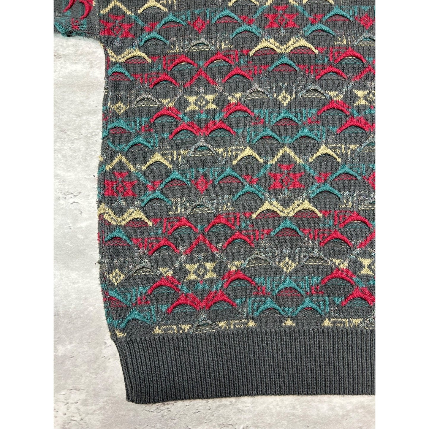 Vintage 90s John Weitz Abstract 3D Knit Pullover Sweater Size Large