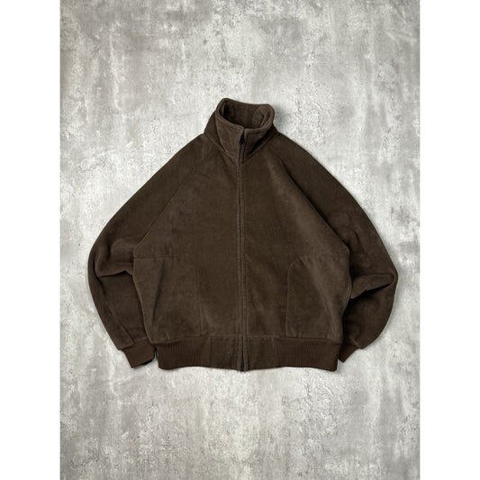 Vintage 1980s Carhartt Velour Full Zip Workwear Sweatshirt Size Large Brown