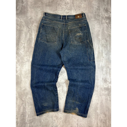 Vintage Rocawear Embroidered Spellout Dark Wash Denim Pants Size 40 Blue