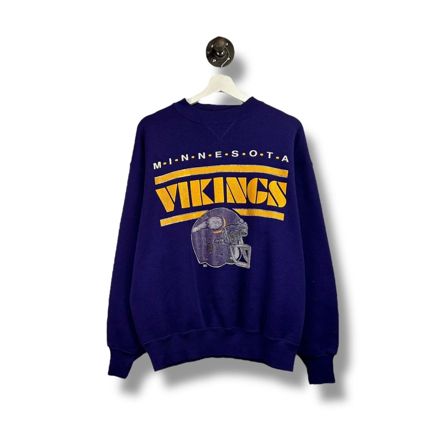 Vintage 80s Minnesota Vikings NFL Helmet Graphic Sweatshirt Size Large