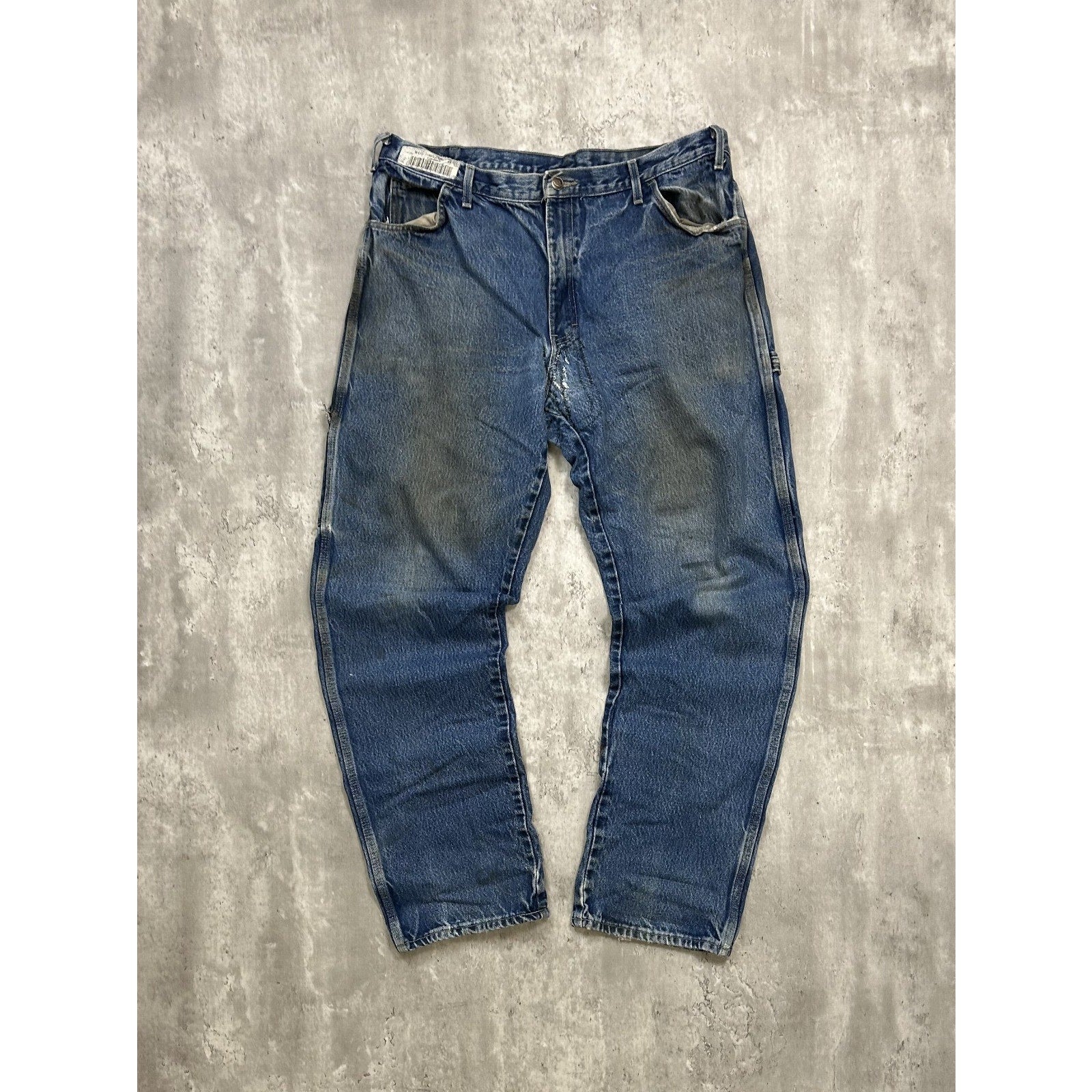 Vintage Dickies Distressed Dark Wash Denim Workwear Carpenter Pants Size 38