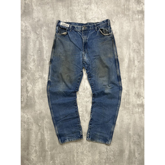 Vintage Dickies Distressed Dark Wash Denim Workwear Carpenter Pants Size 38