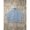 Vintage Dockers Striped Single Pocket Cropped Button Up Shirt Size Large