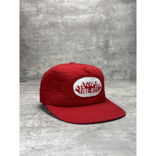 Vintage 80s/90s Fire-Rite Embroidered Patch Foam Snapback Trucker Hat OSFA Red