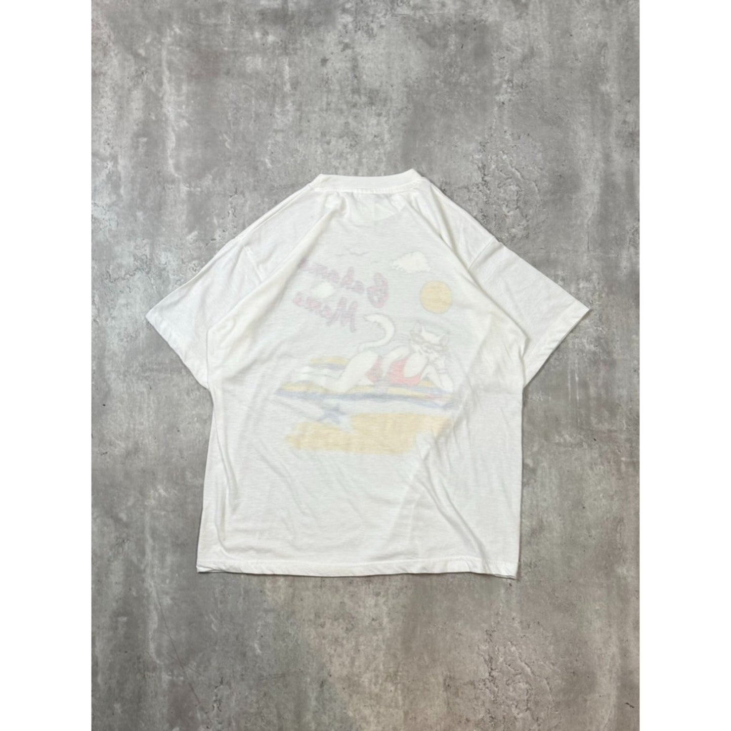 Vintage 80s/90s Bahama Mama Cartoon Cat Beach Graphic T-Shirt Size Large