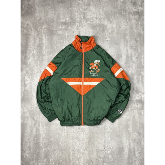 Vintage 90s Miami Hurricanes NCAA Embroidered Windbreaker Jacket Size 2XL