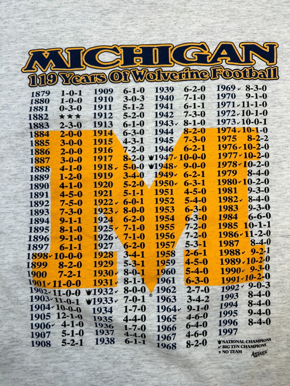 Vintage 1997 Michigan Wolverines 118 Years Of Football NCAA T-Shirt Size 2XL 90s