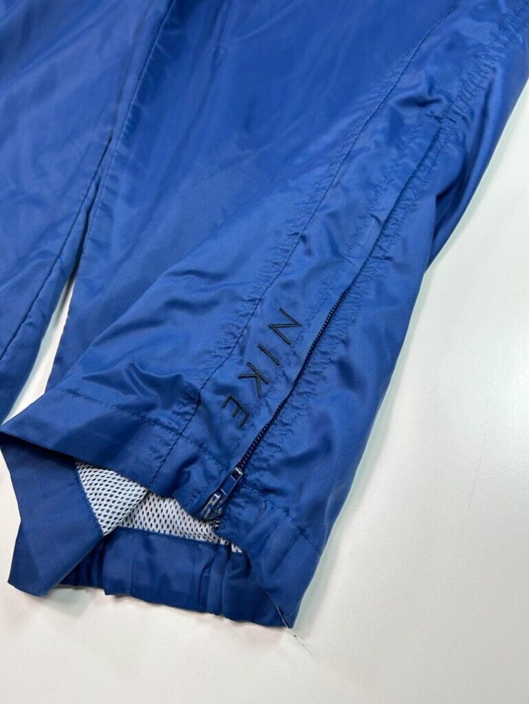 Vintage Y2K Nike Embroidered Mini Swoosh Nylon Windbreaker Pants Size XL Blue