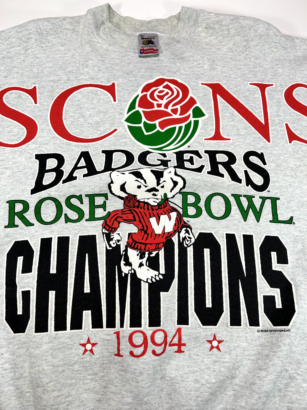 Vintage 1994 Wisconsin Badgers NCAA Rose Bowl Champs Sweatshirt Size XL