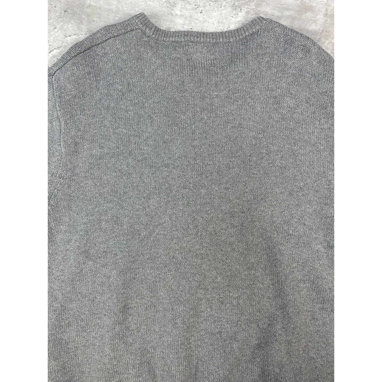 Vintage Chaps Embroidered Crest Pullover Ribbed Knit Sweater Size XL Gray