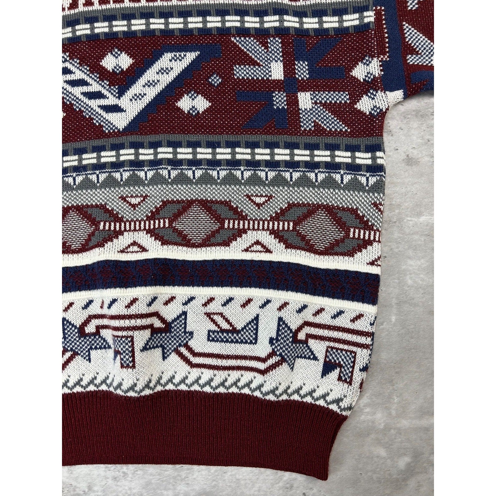 Vintage Towncraft Abstract Striped Print Pullover Knit Sweater Size Large