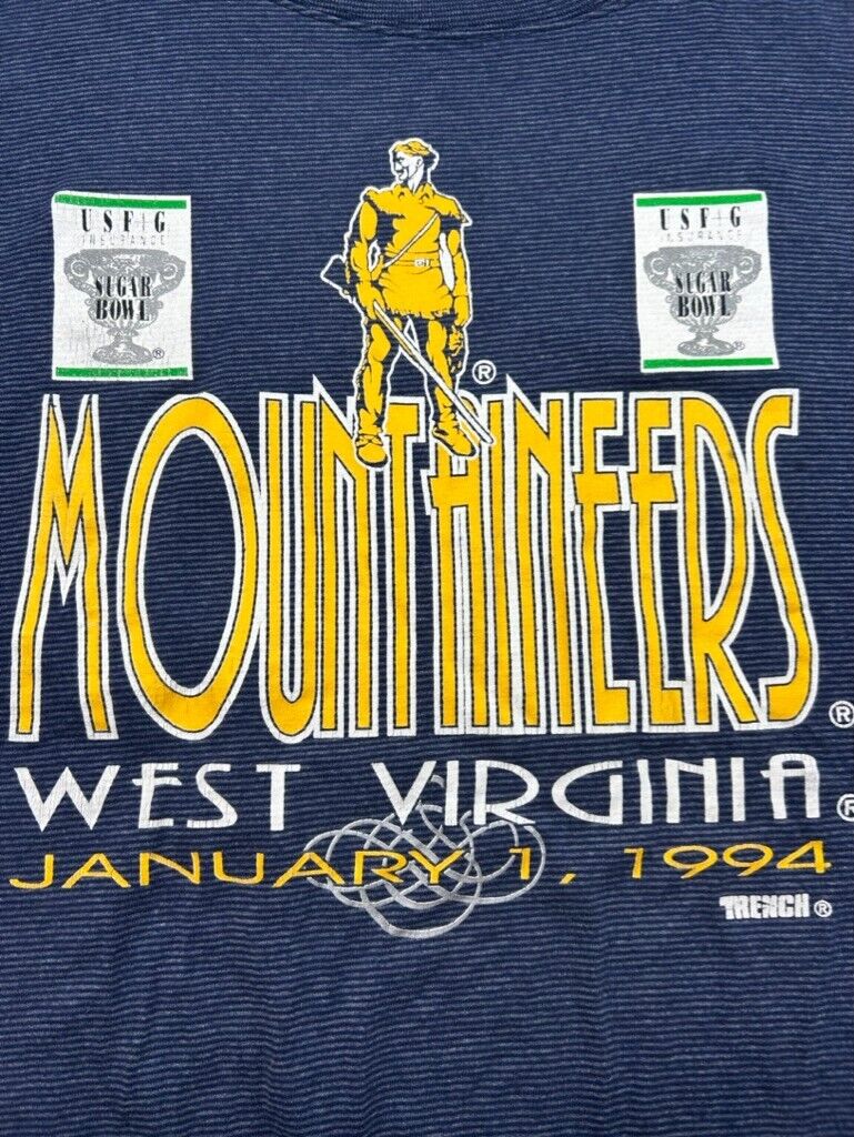 Vintage 1994 West Virginia Mountaineers NCAA Football Sugar Bowl T-Shirt Size XL