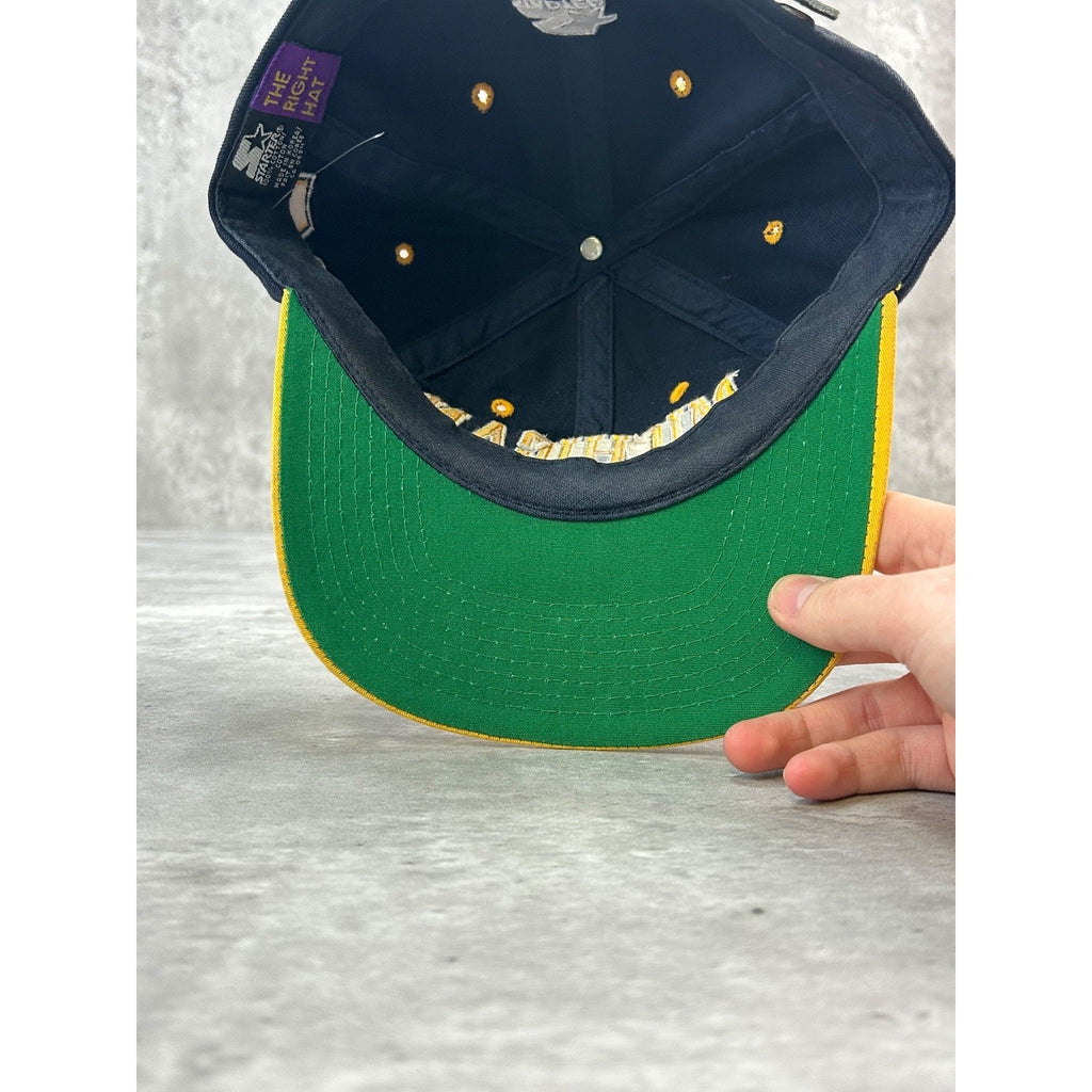 Vintage 90s Michigan Wolverines NCAA Starter Arc Spellout YOUTH Strapback Hat
