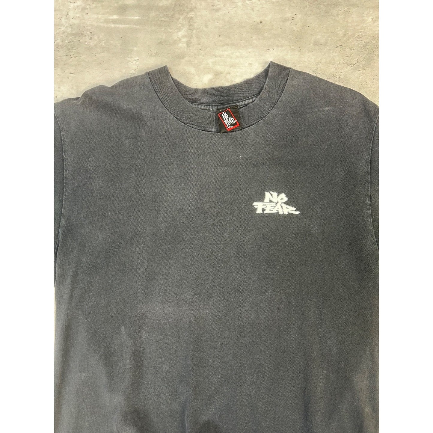 Vintage Y2K No Fear Who Said Sunday... Graphic Slogan T-Shirt Size Large Black