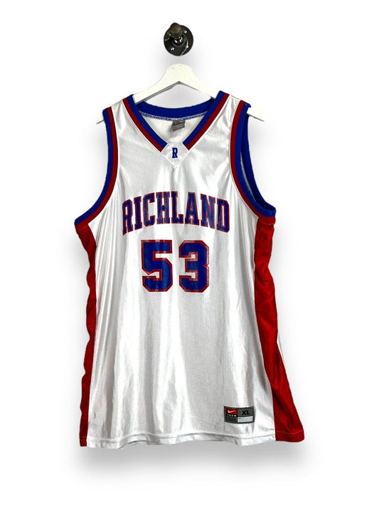 Vintage Richland #53 Collegiate Stitched Basketball Jersey Size XL White