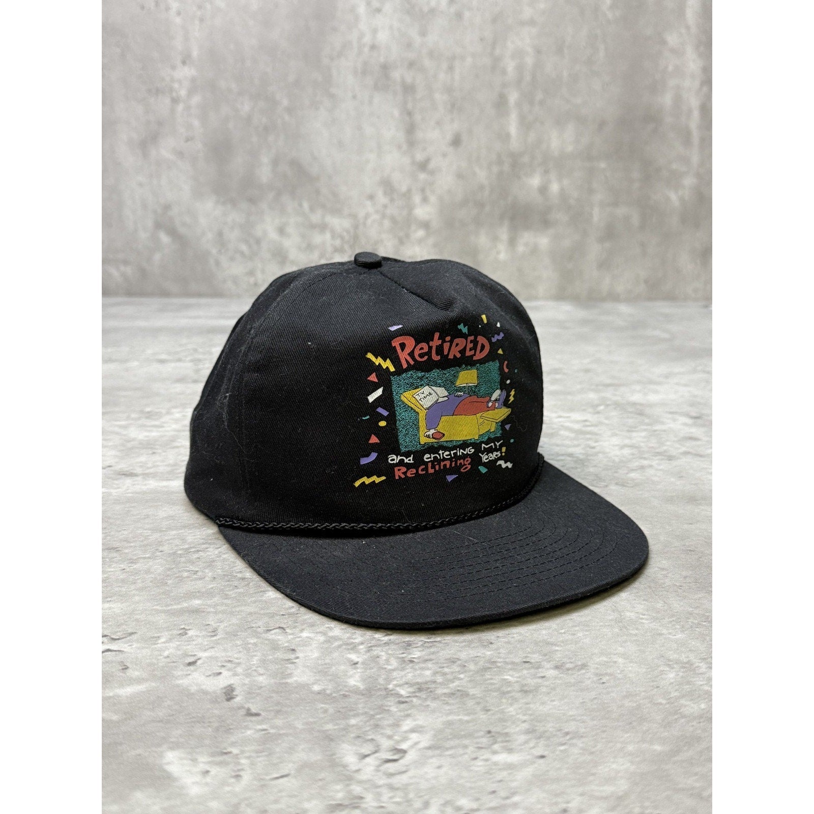 Vintage Retired And Entering My Reclining Years Graphic Snapback Hat OSFA