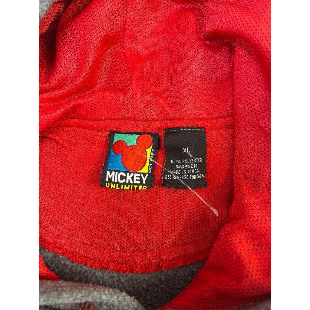Vintage Disney Mickey Mouse Embroidered Fleece Hooded Sweatshirt Size XL