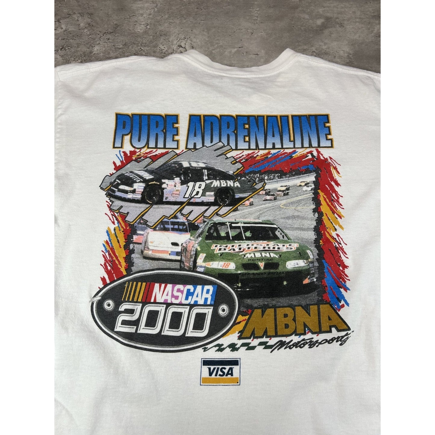 Vintage 2000 MBNA Nascar Pure Adrenaline Graphic T-Shirt Size XL White