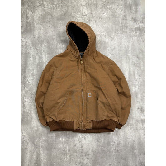 Vintage Carhartt Insulated Canvas Workwear Hooded Active Jacket Size 2XL