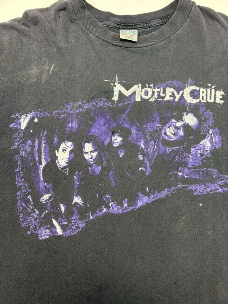 Vintage 90s Motley Crue Rock Music Band Tour Graphic T-Shirt Size XL Black