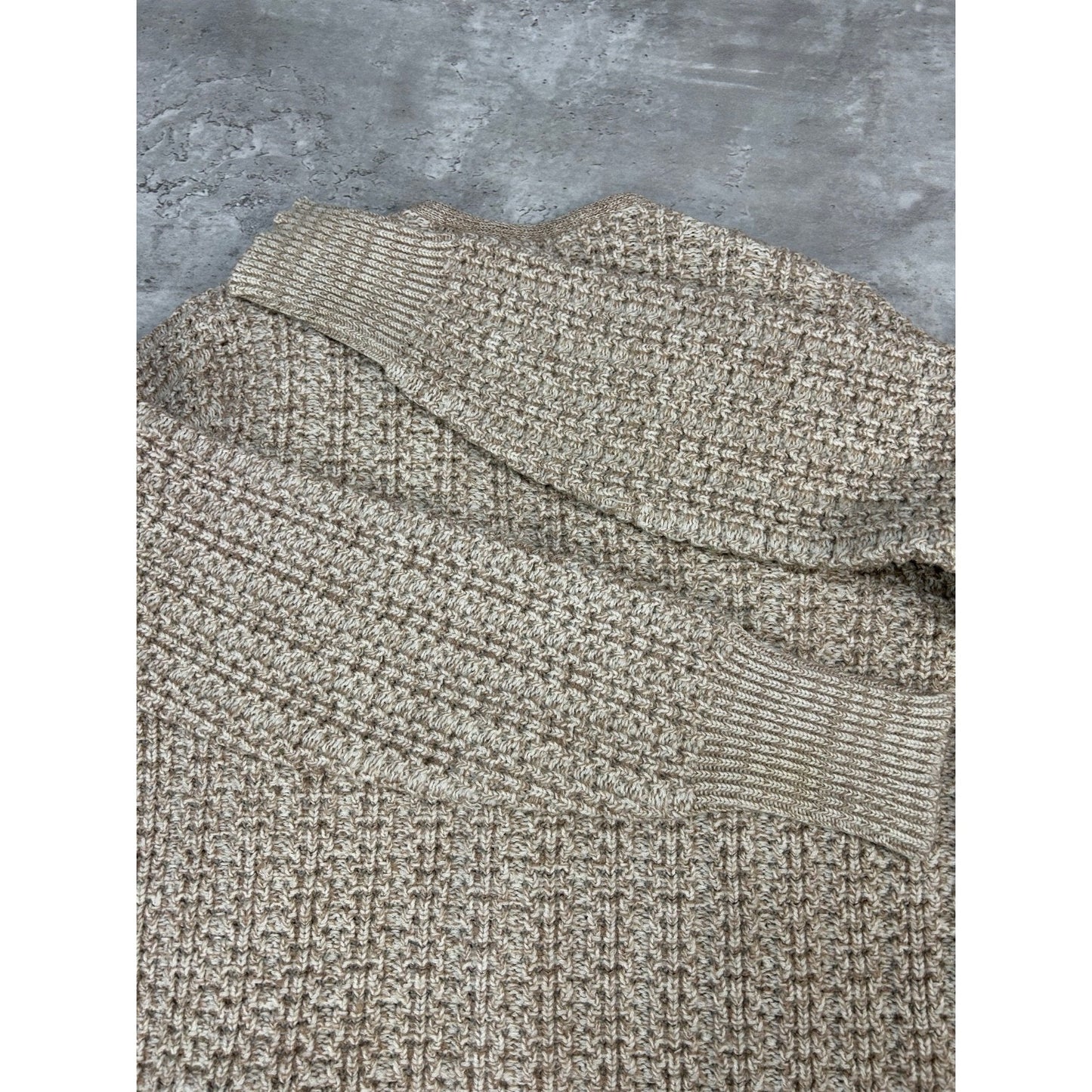 Vintage 80s/90s 3/4 Button Textured Knit Cardigan Sweater Size Large Beige