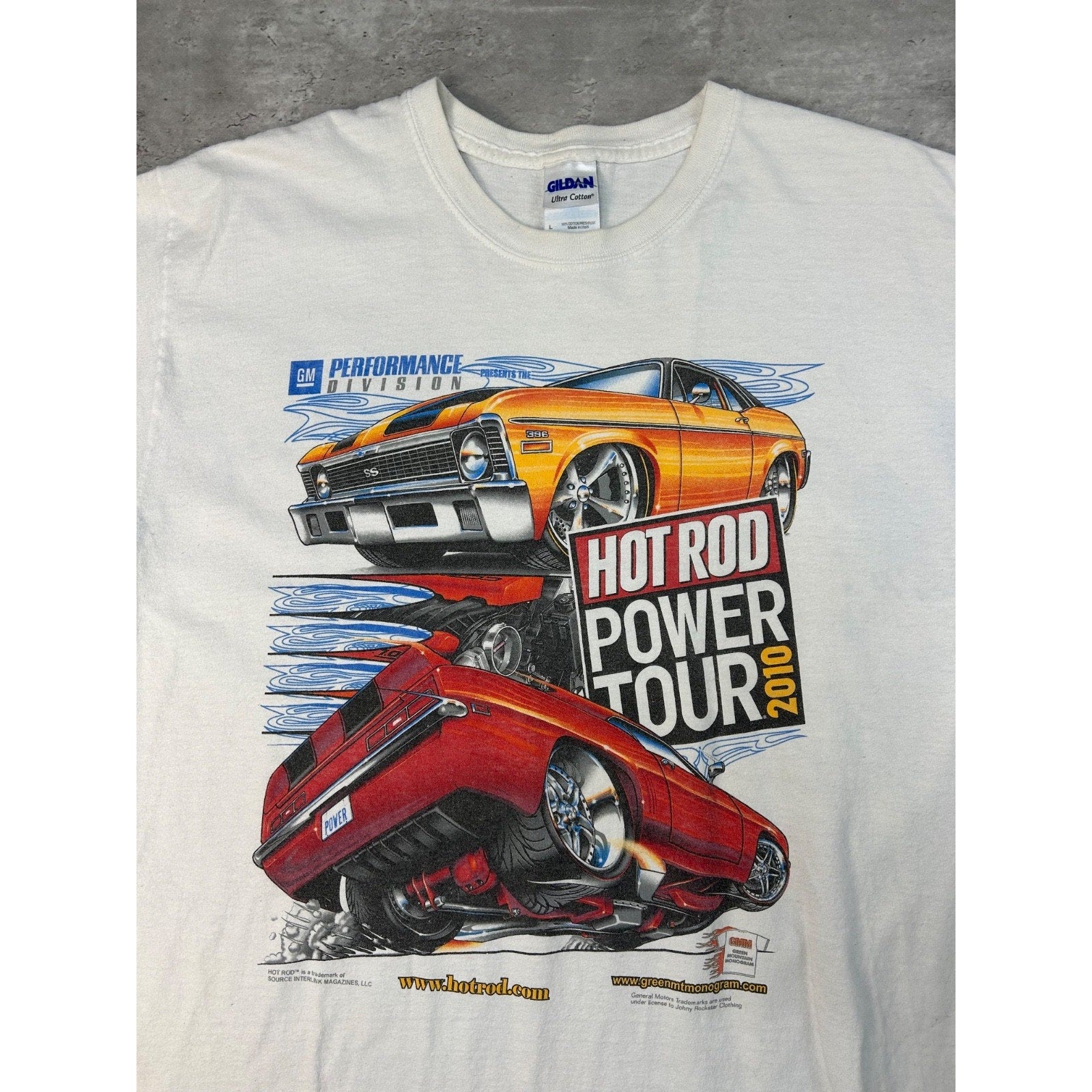 Vintage Hot Rod Power Tour Muscle Car Spellout Graphic T-Shirt Size Large