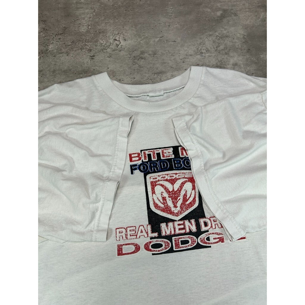 Vintage Bite Me Ford Boy Real Men Drive Dodge Car Slogan Graphic T-Shirt Sz XXXL