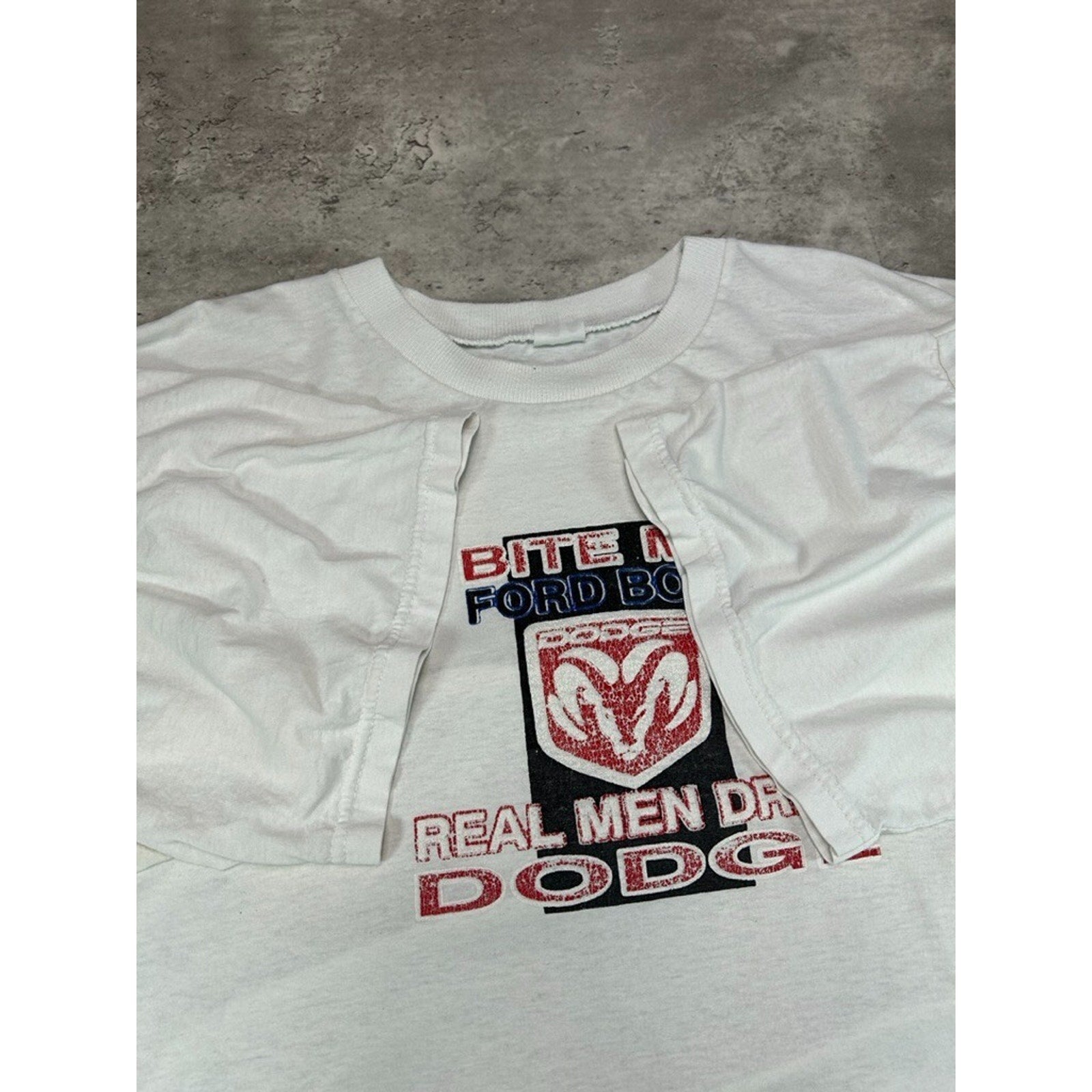 Vintage Bite Me Ford Boy Real Men Drive Dodge Car Slogan Graphic T-Shirt Sz XXXL