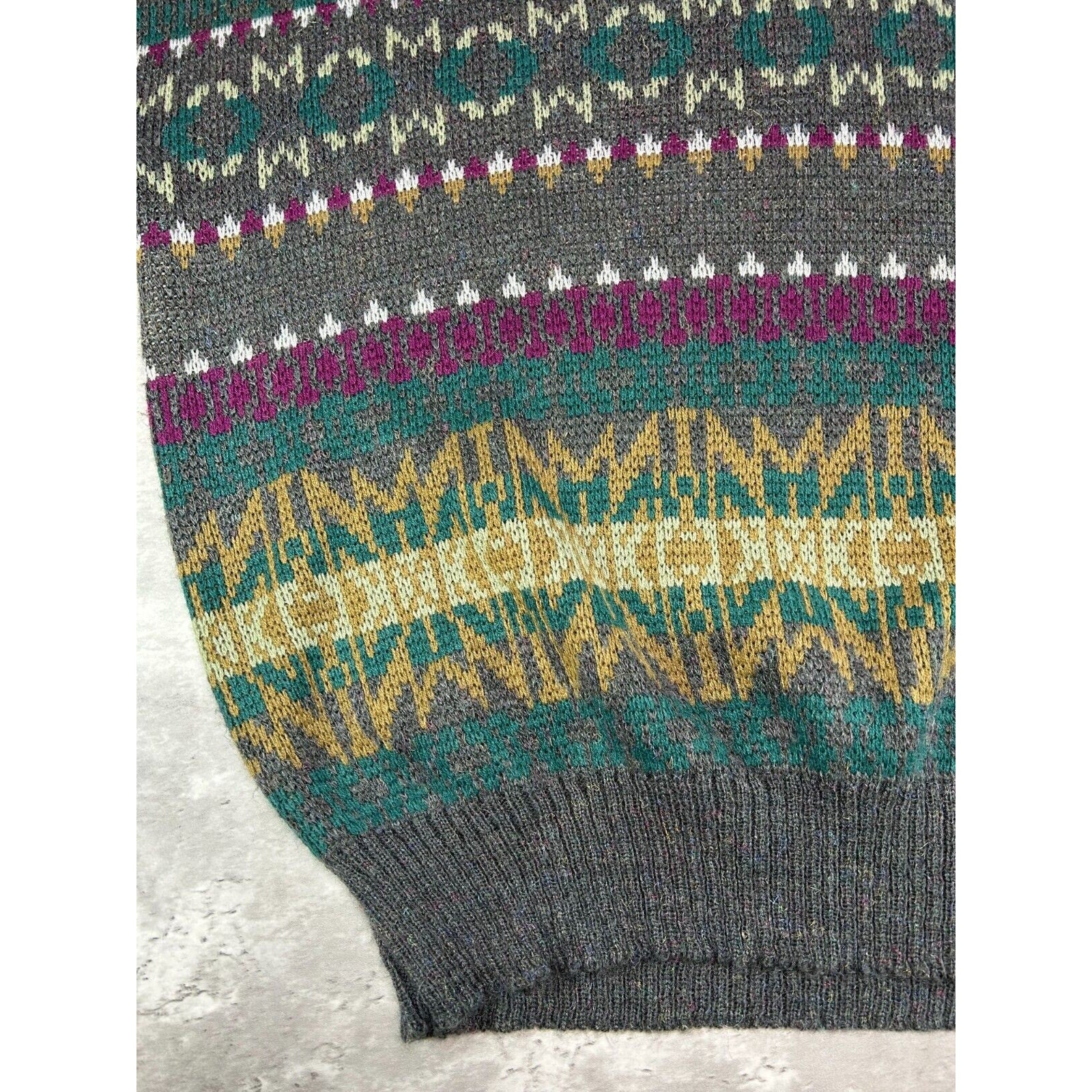 Vintage 80s/90s Sears Abstract Striped Ribbed Pullover Knit Sweater Size XL