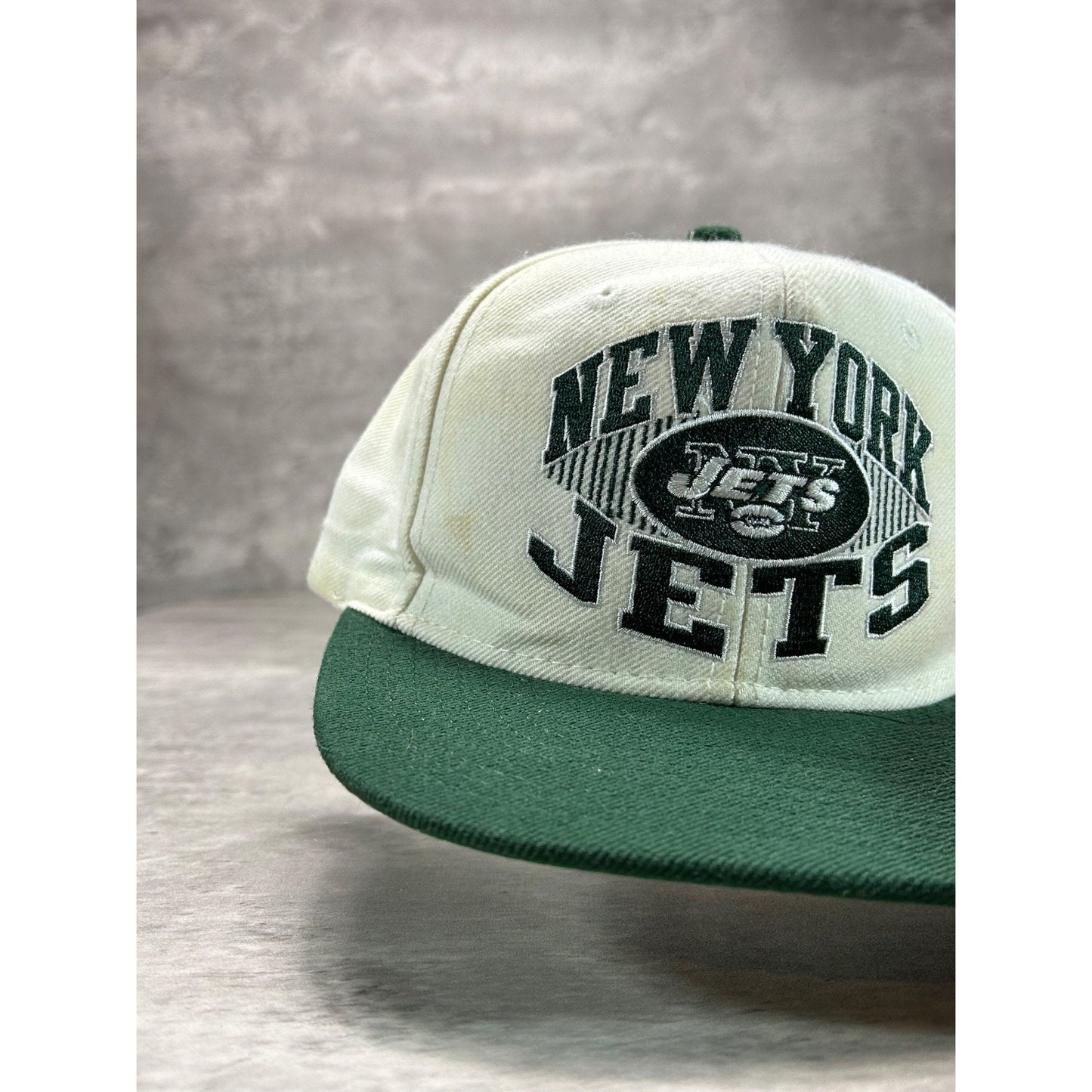 Vintage New York Jets NFL Embroidered Logo Spellout Snapback Hat OSFA