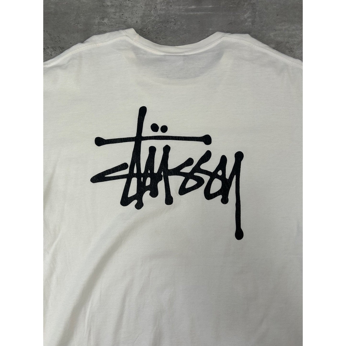 Vintage Stussy Classic Spellout Logo T-Shirt Size Large White