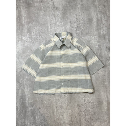 Vintage 90s Passage Striped Print Cropped Reworked Button Up Shirt Size Large