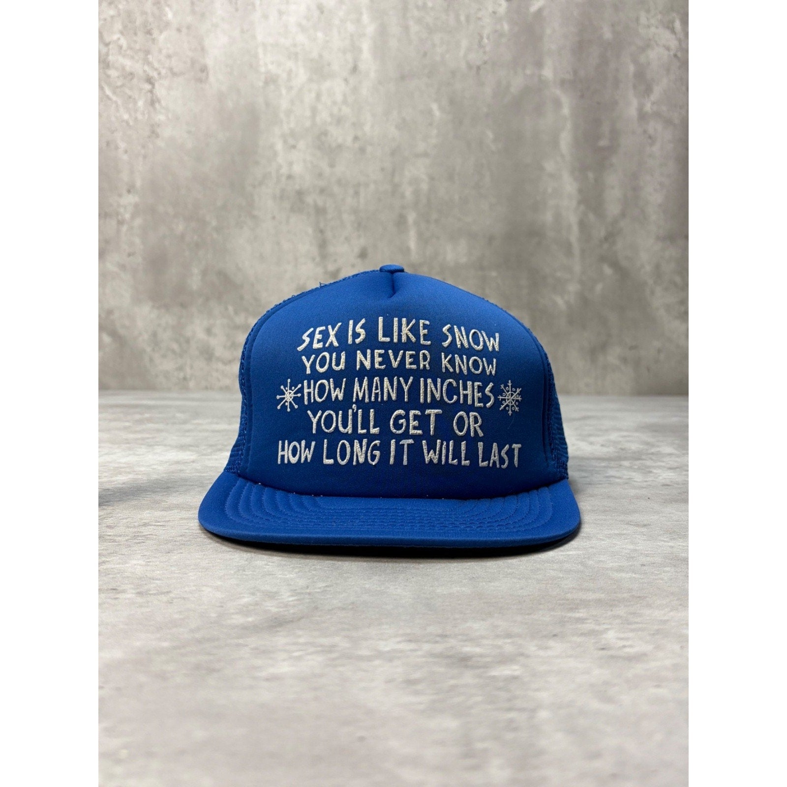 Vintage 80s/90s Sex Is Like Snow Comedy Slogan Graphic Trucker Snapback Hat OSFA