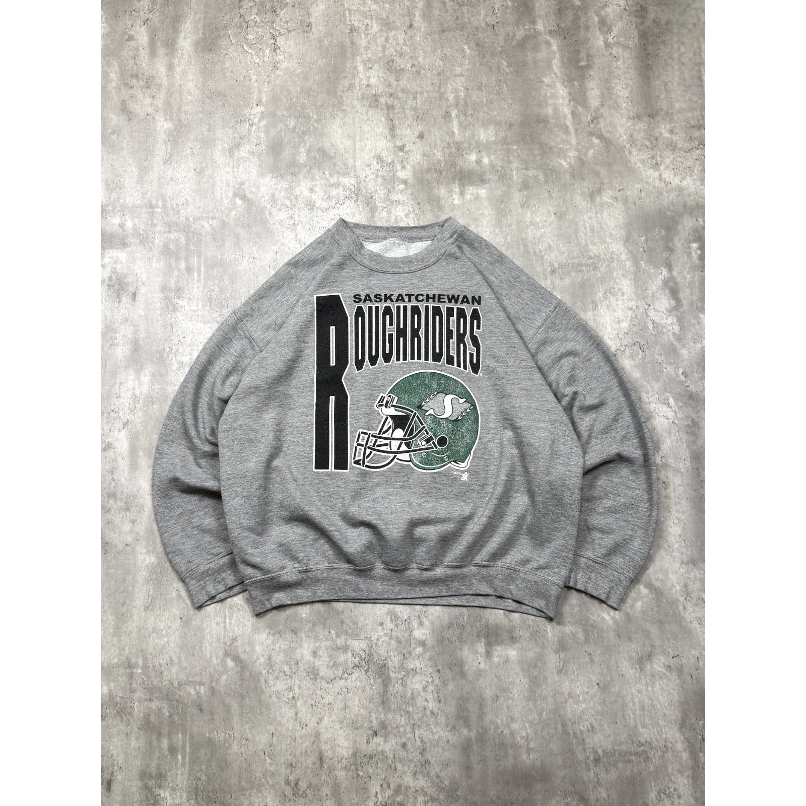 VTG 90s Saskatchewan Roughriders CFL Helmet Graphic Spellout Sweatshirt Size XL