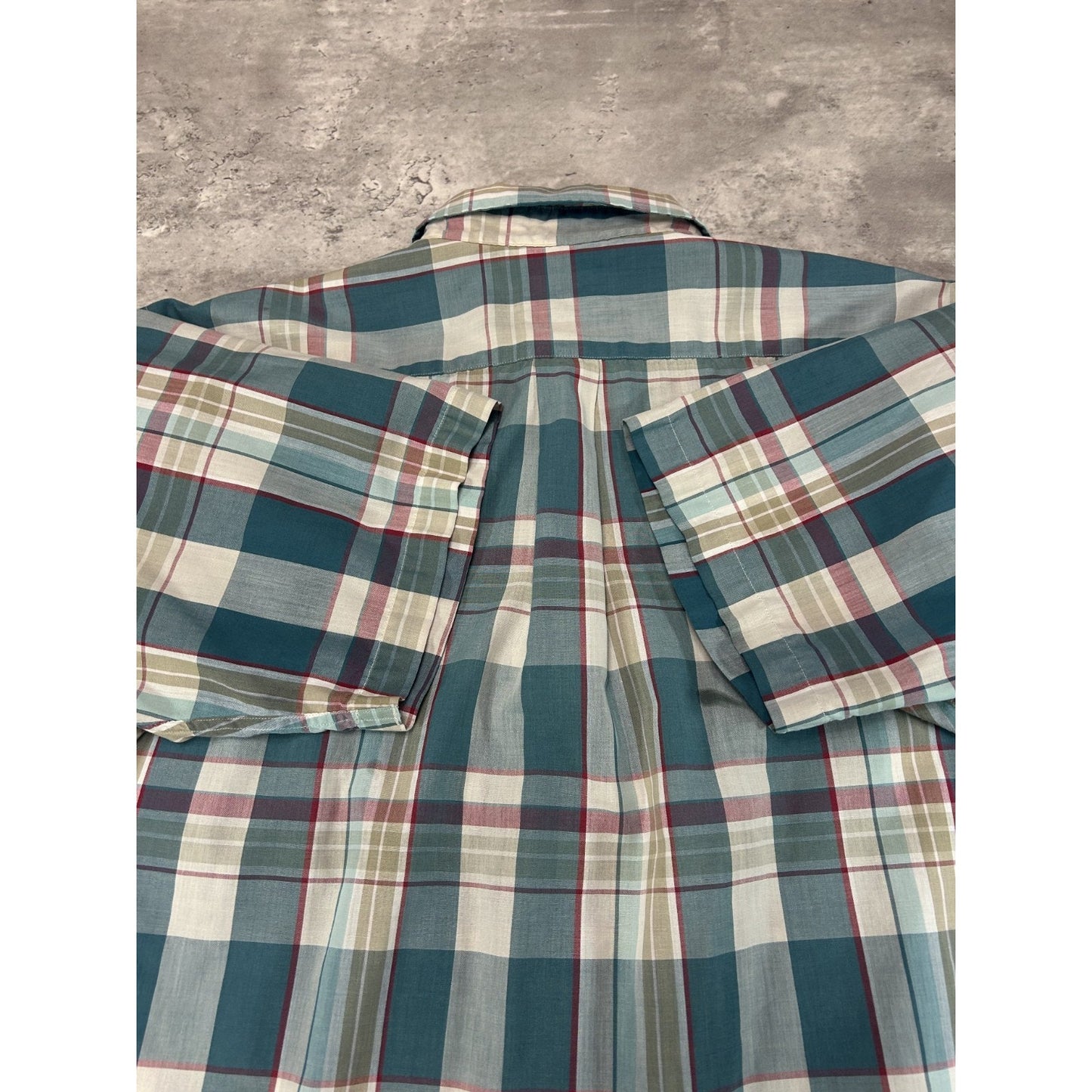 Vintage 80s London Fog Plaid Reworked Cropped Short Sleeve Button Up Shirt Sz L