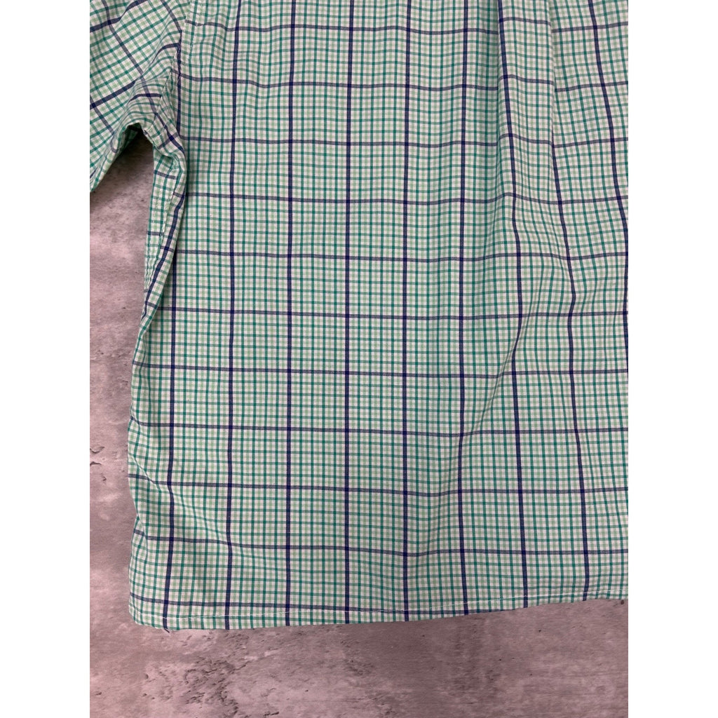 Vintage Chaps Plaid Print Reworked Cropped Long Sleeve Button Up Shirt Sz Large