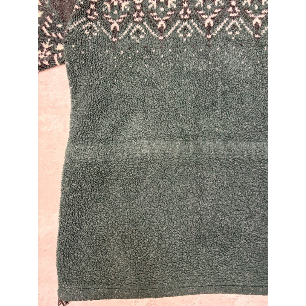 Vintage Snowflake Print Full Zip Fleece Sweater Size XL