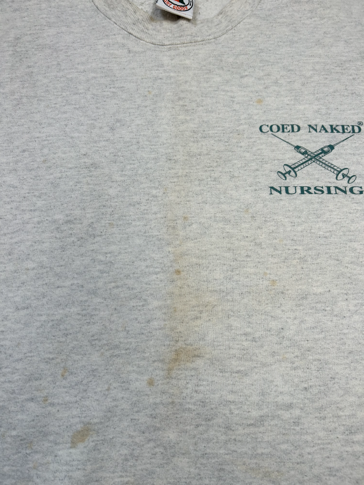 Vintage 90s COED Naked Nursing Graphic Sweatshirt Size XL