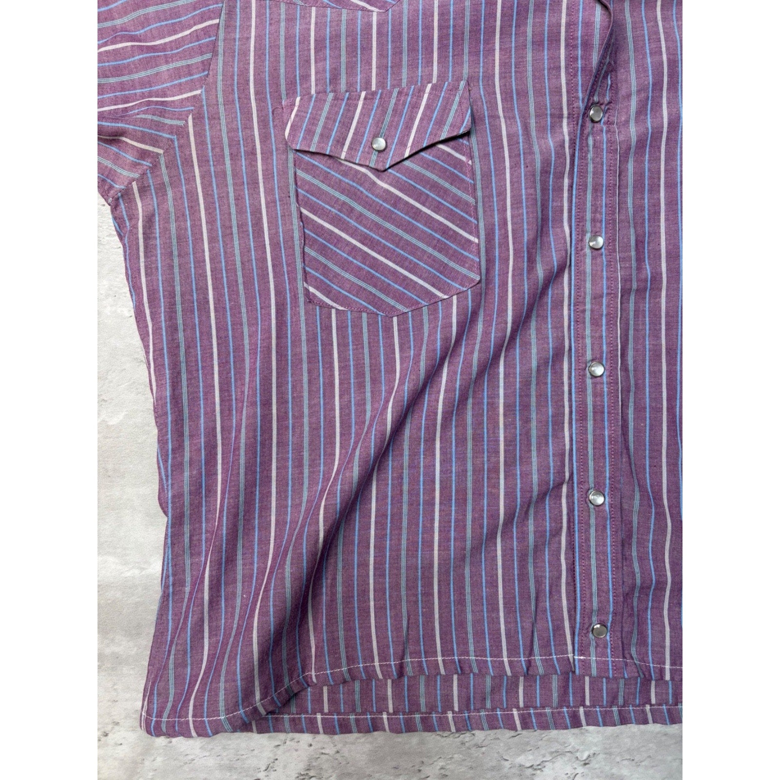 Vintage Rock Canyon Pearl Snap Striped Cropped Button Up Shirt Size XL